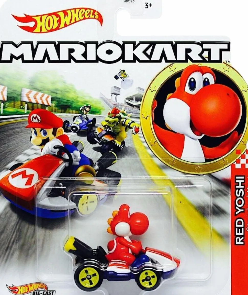 Mario Kart - Red Yoshi (Standard Kart) Hot Wheels 1/64th Scale Die-Cast Vehicle Replica