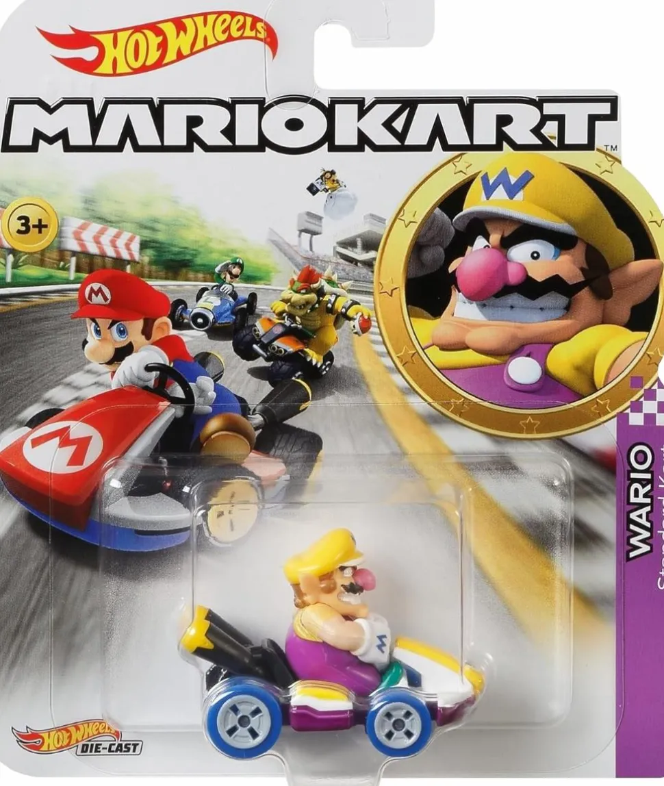 Mario Kart - Wario (Standard Kart) Hot Wheels 1/64th Scale Die-Cast Vehicle Replica