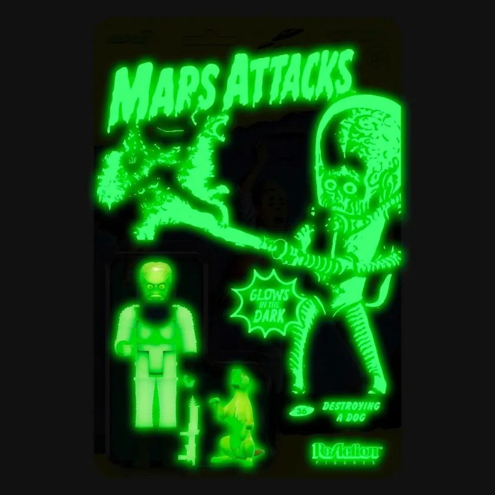 Mars Attacks - Destroying a Dog Glow in the Dark ReAction 3.75” Action Figure