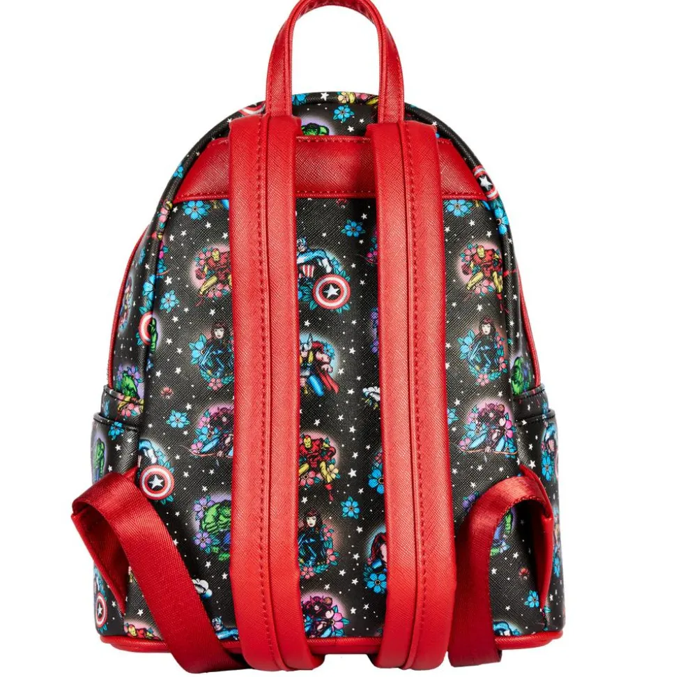 Marvel - Avengers Floral Tattoo 10” Faux Leather Mini Backpack