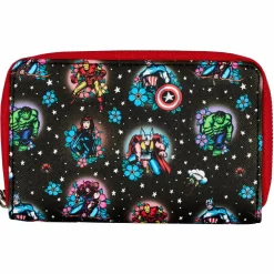 Marvel - Avengers Floral Tattoo 4” Faux Leather Zip-Around Wallet