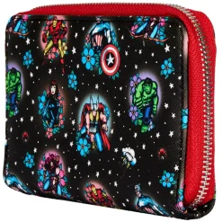 Marvel - Avengers Floral Tattoo 4” Faux Leather Zip-Around Wallet