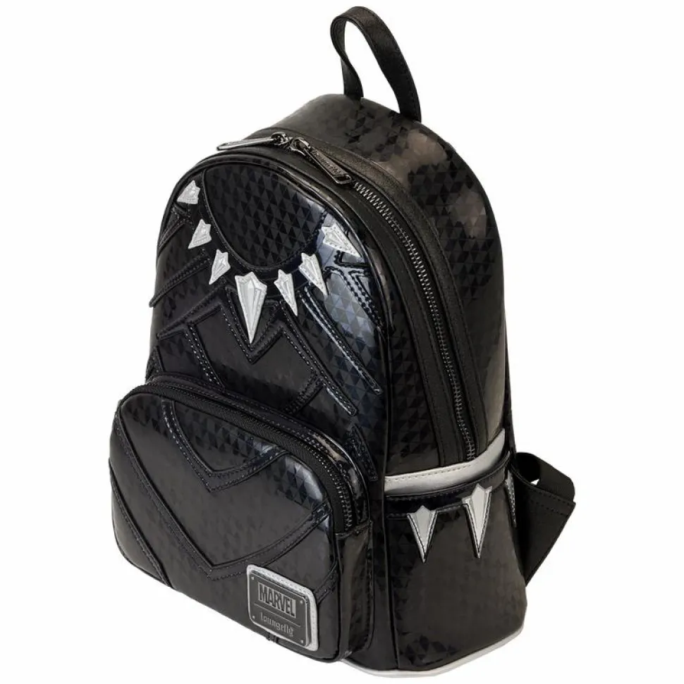 Marvel - Metallic Black Panther Cosplay 10” Faux Leather Mini Backpack