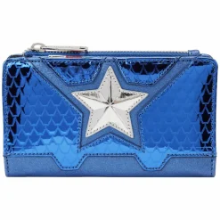 Marvel - Metallic Captain America Cosplay 4” Faux Leather Flap Wallet
