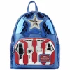 Marvel - Metallic Captain America Cosplay 10” Faux Leather Mini Backpack