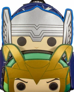Marvel - Pop! Thor & Loki Cosplay Glow in the Dark 10” Faux Leather Mini Backpack
