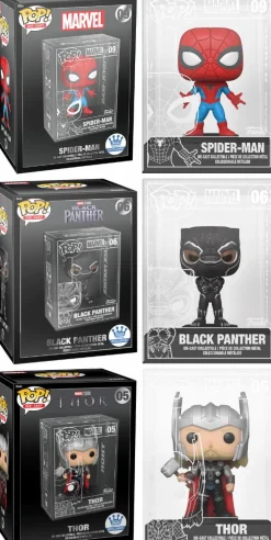 Marvel - Spider-Man, Black Panther & Thor Diecast Metal Pop! Vinyl Figure Bundle (Funko / Popcultcha Exclusive) (Set of 3)