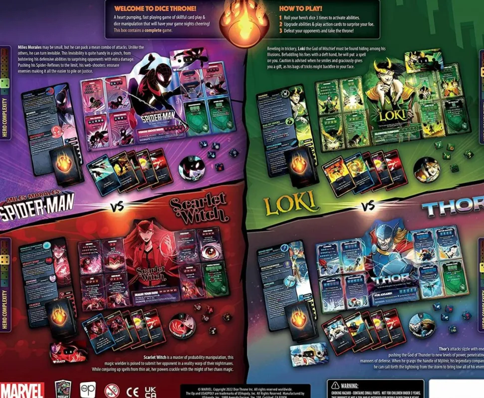 Marvel Dice Throne - Board Game 4-Hero Box Scarlet Witch Vs Thor Vs Loki Vs Spider-Man