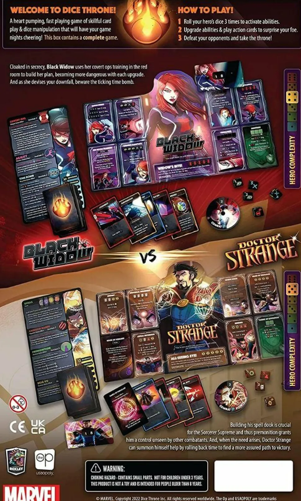 Marvel Dice Throne - Board Game 2-Hero Box Black Widow Vs Doctor Strange