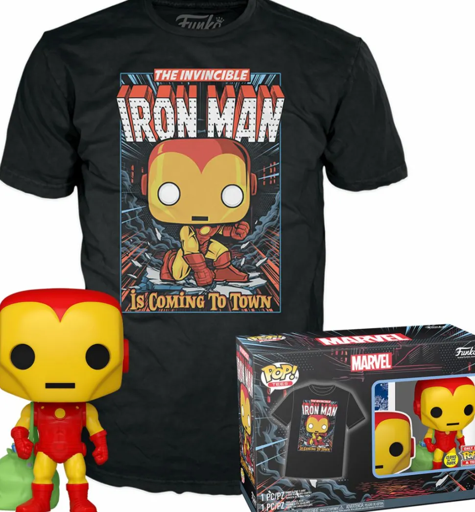 Marvel: Holiday - Iron Man Glow in the Dark Pop! Vinyl Figure & T-Shirt Box Set