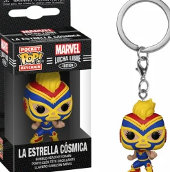 Marvel: Lucha Libre Edition - La Estrella Cosmica Captain Marvel Pocket Pop! Vinyl Keychain
