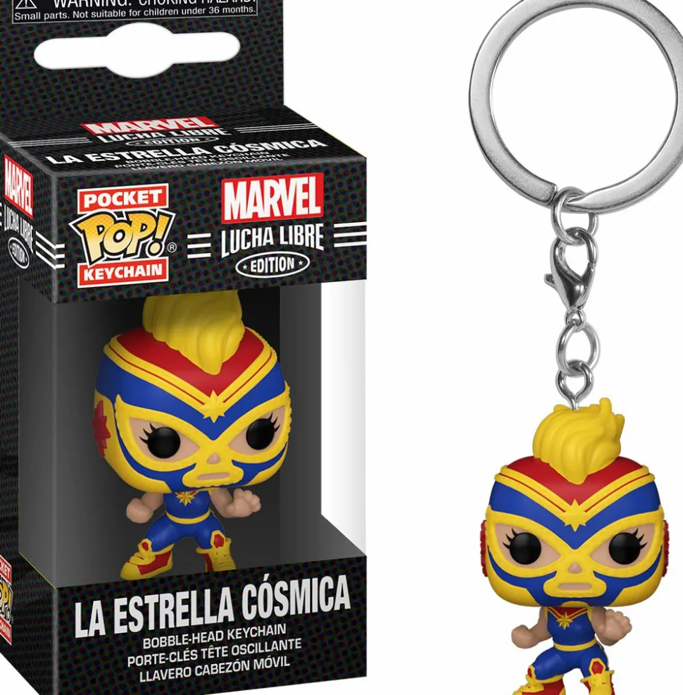 Marvel: Lucha Libre Edition - La Estrella Cosmica Captain Marvel Pocket Pop! Vinyl Keychain