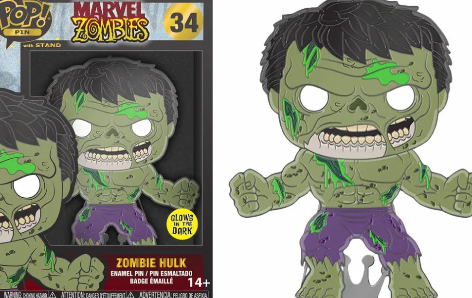 Marvel Zombies - Zombie Hulk Glow-in-the-Dark 4" Enamel Pop! Pin