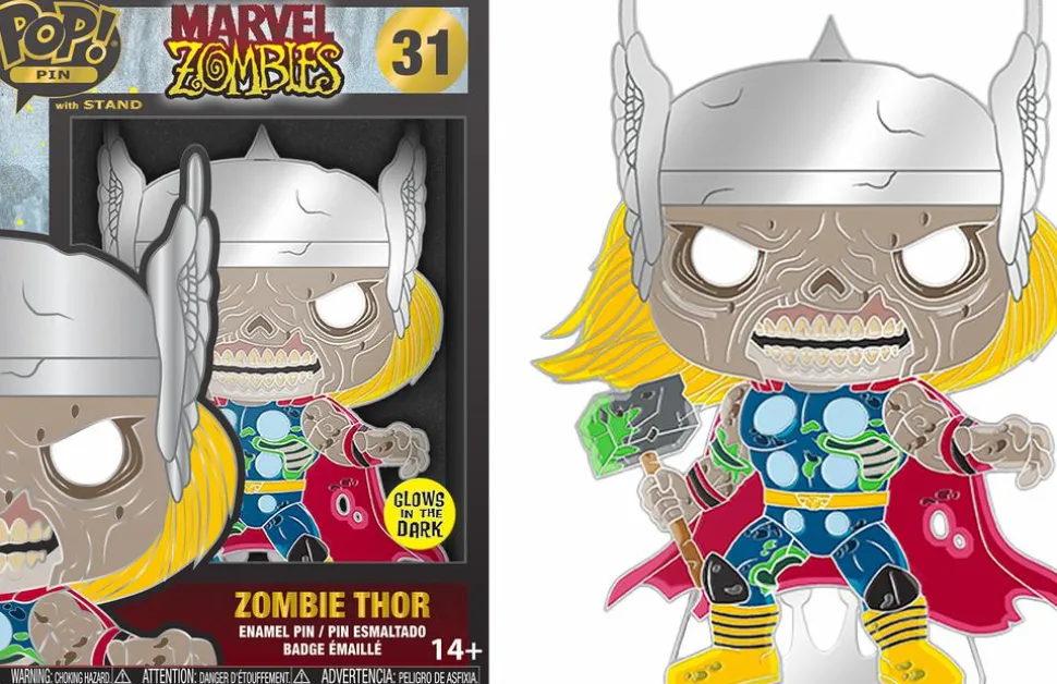 Marvel Zombies - Zombie Thor Glow-in-the-Dark 4" Enamel Pop! Pin