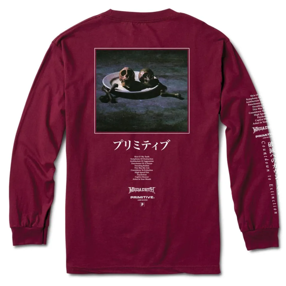 Megadeth - Megadeth x Primitive Skin Burgundy Long Sleeve T-Shirt