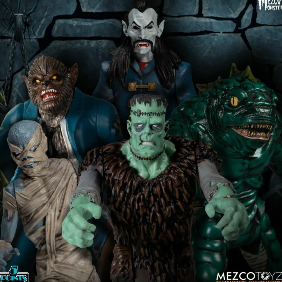 Mezco’s Monsters - Tower of Fear Deluxe 5-Points 3.75” Action Figure 5-Pack