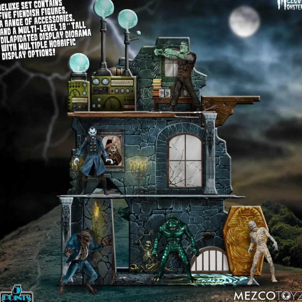 Mezco’s Monsters - Tower of Fear Deluxe 5-Points 3.75” Action Figure 5-Pack