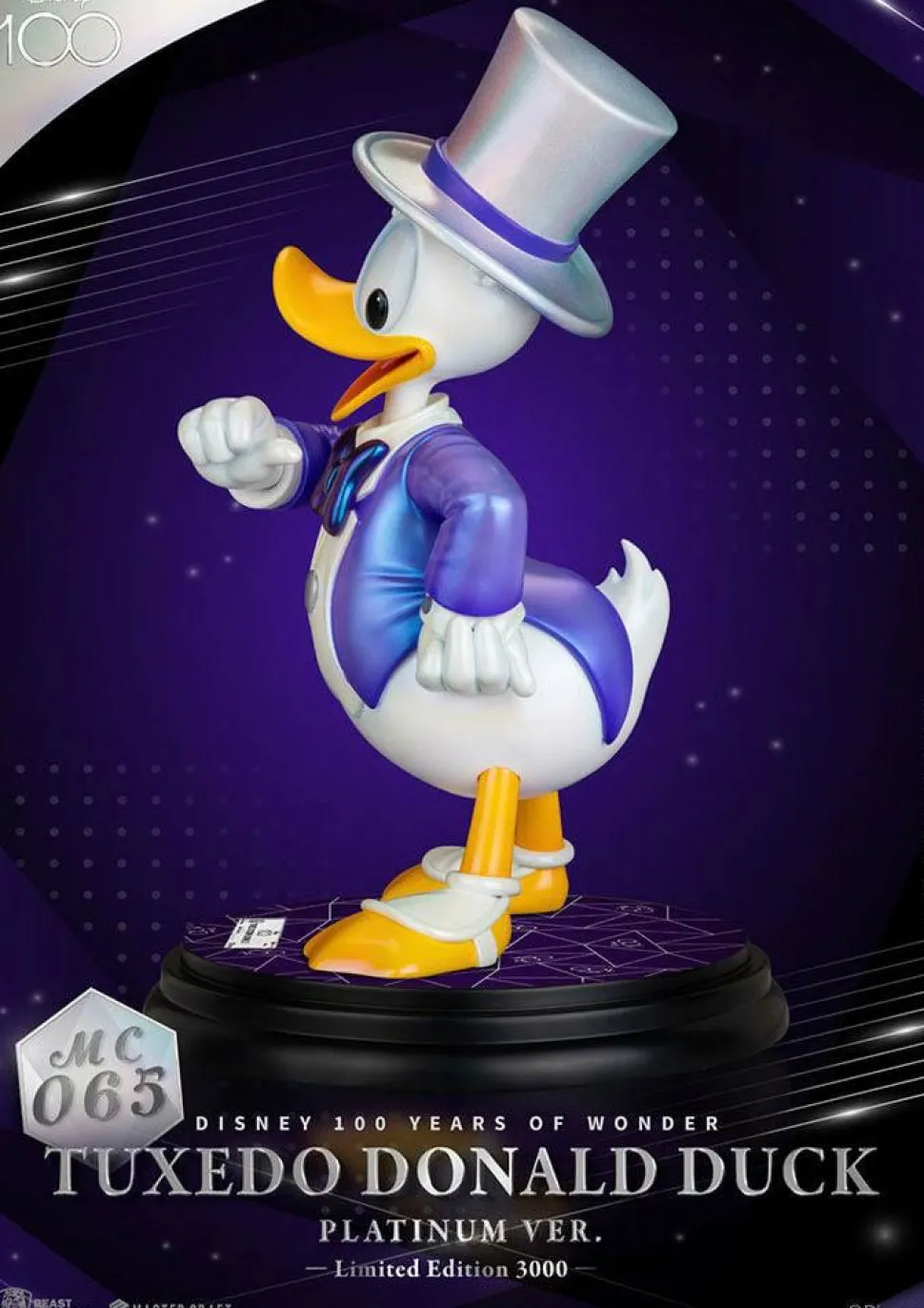 Mickey Mouse - Donald Duck in Tuxedo (Platinum Ver.) Disney 100th Anniversary Master Craft 16" Statue