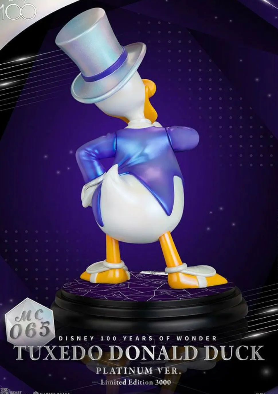 Mickey Mouse - Donald Duck in Tuxedo (Platinum Ver.) Disney 100th Anniversary Master Craft 16" Statue
