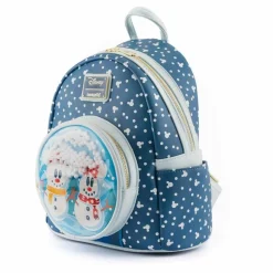 Mickey Mouse - Mickey & Minnie Mouse Snow Globe 10” Faux Leather Mini Backpack