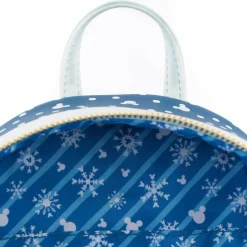 Mickey Mouse - Mickey & Minnie Mouse Snow Globe 10” Faux Leather Mini Backpack