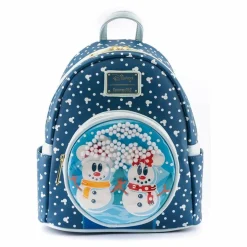 Mickey Mouse - Mickey & Minnie Mouse Snow Globe 10” Faux Leather Mini Backpack