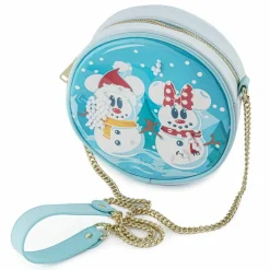 Mickey Mouse - Mickey & Minnie Mouse Snow Globe 7” Faux Leather Crossbody Bag