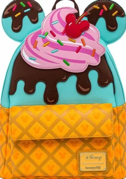 Mickey Mouse - Mickey & Minnie Mouse Sweet Treats Ice Cream Sundae 10” Faux Leather Mini Backpack