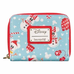 Mickey Mouse - Mickey & Minnie Mouse Snowman 4” Faux Leather Zip-Around Wallet