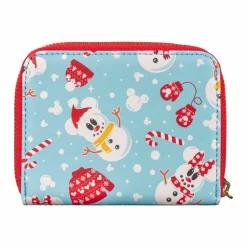 Mickey Mouse - Mickey & Minnie Mouse Snowman 4” Faux Leather Zip-Around Wallet