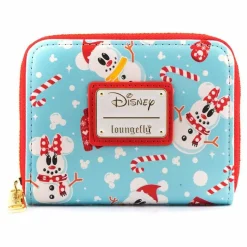 Mickey Mouse - Mickey & Minnie Mouse Snowman 4” Faux Leather Zip-Around Wallet