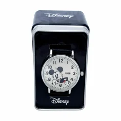 Mickey Mouse - Mickey Mouse Black Faux Leather Band Watch (One Size)