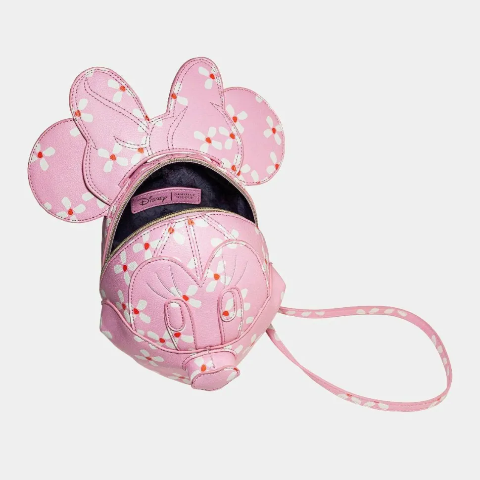 Mickey Mouse - Minnie Mouse 3D Floral Head 11” Faux Leather Crossbody Handbag