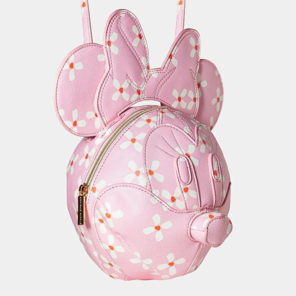 Mickey Mouse - Minnie Mouse 3D Floral Head 11” Faux Leather Crossbody Handbag