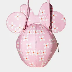 Mickey Mouse - Minnie Mouse 3D Floral Head 11” Faux Leather Crossbody Handbag