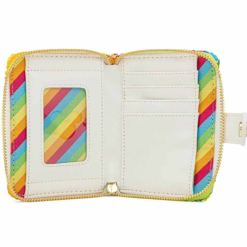 Mickey Mouse - Minnie Mouse Rainbow Sequin 5” Faux Leather Zip-Around Wallet