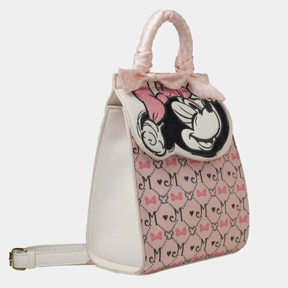 Mickey Mouse - Minnie Mouse Monogram 9” Faux Leather Flap Mini Backpack