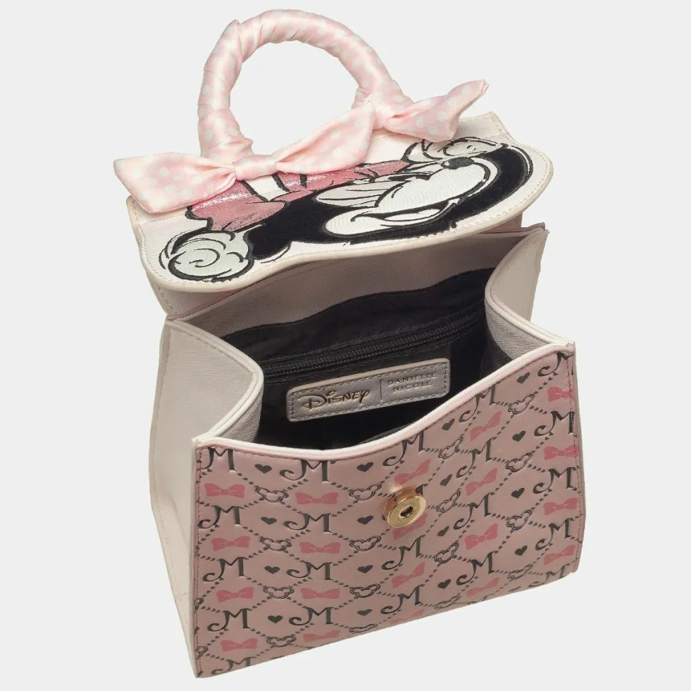 Mickey Mouse - Minnie Mouse Monogram 9” Faux Leather Flap Mini Backpack