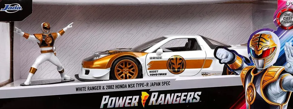 Mighty Morphin Power Rangers - White Ranger & 2002 Honda NSX Type-R Japan Spec 1/24th Scale Die-Cast Vehicle Replica