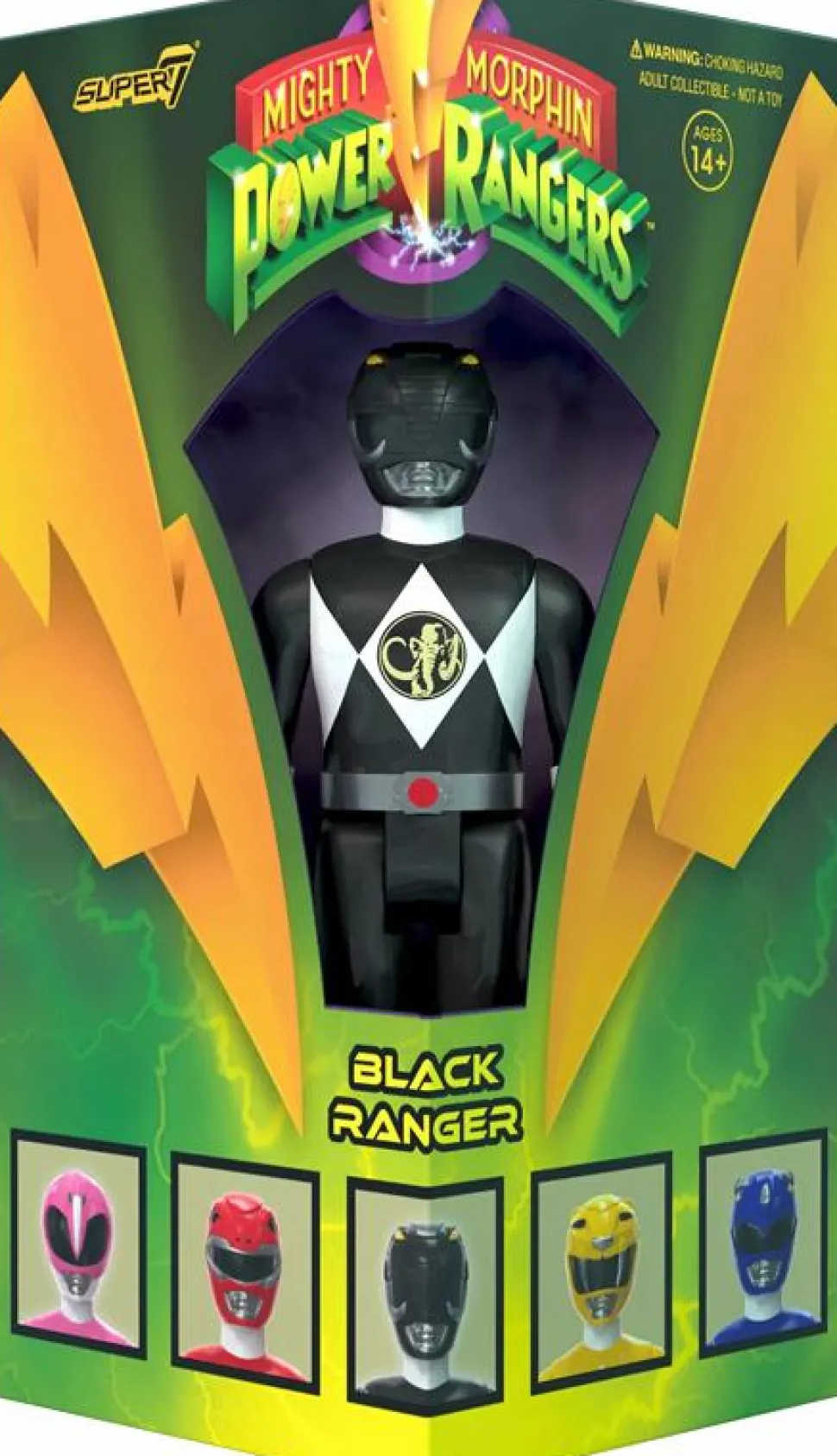 Mighty Morphin Power Rangers - Black Ranger ReAction 3.75" Action Figure (2023 SDCC Exclusive)