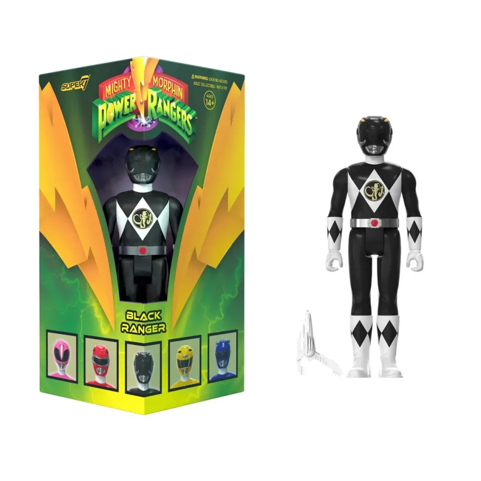 Mighty Morphin Power Rangers - Black Ranger ReAction 3.75" Action Figure (2023 SDCC Exclusive)