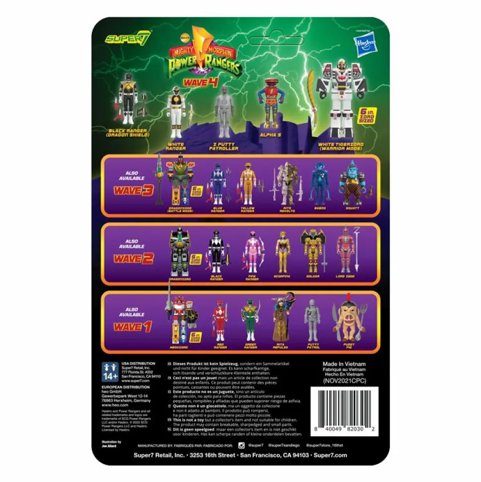 Mighty Morphin Power Rangers - Black Ranger with Dragon Shield ReAction 3.75” Action Figure