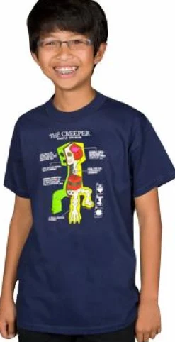 Minecraft - Creeper Anatomy Kids or Youth Navy T-Shirt