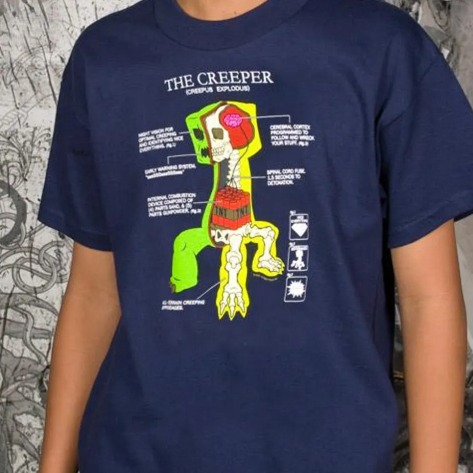 Minecraft - Creeper Anatomy Kids or Youth Navy T-Shirt