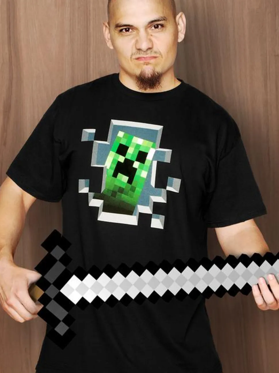 Minecraft - Creeper Inside Black Male T-Shirt