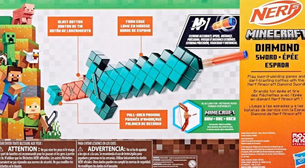 Minecraft - Diamond Sword Nerf Dart Blaster Roleplay Replica
