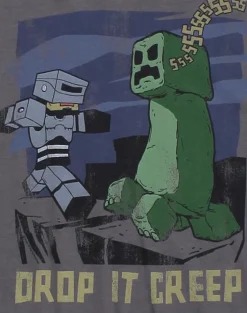 Minecraft - Drop It Creep Grey Male T-Shirt