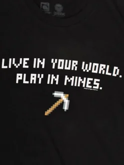 Minecraft - Live In Your World Play In Mines Black Male T-Shirt