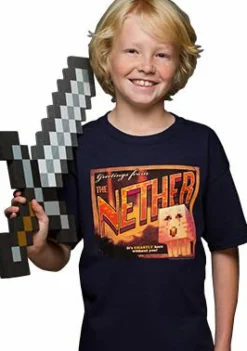 Minecraft - Nether Postcard Navy Kids or Youth T-Shirt