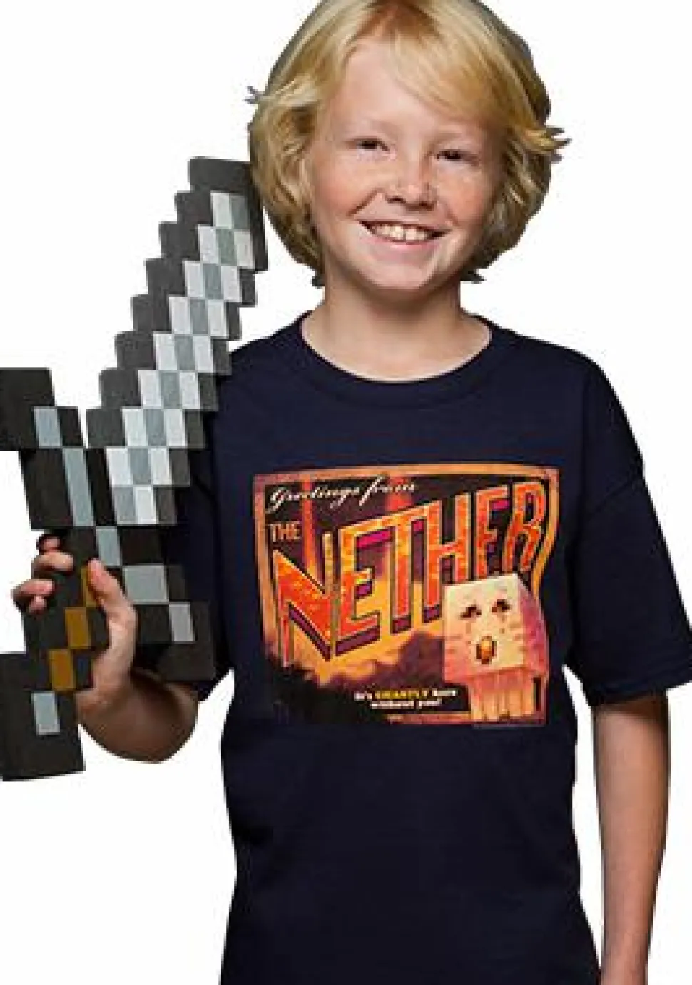Minecraft - Nether Postcard Navy Kids or Youth T-Shirt